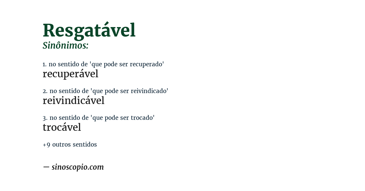 Sinônimo de resgatável