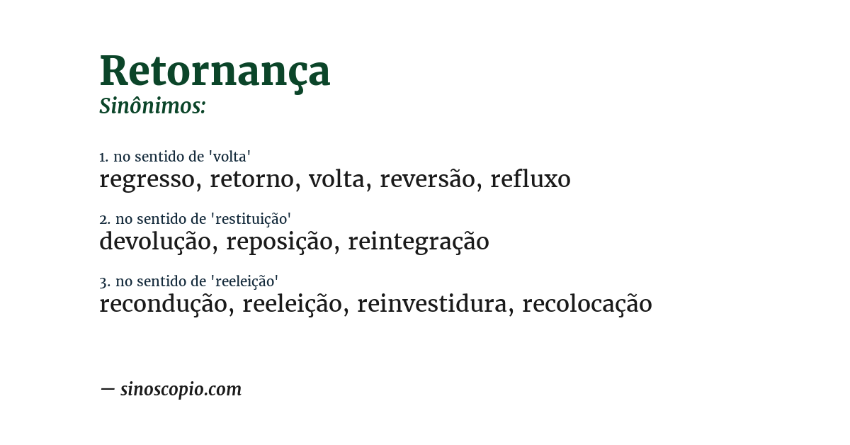 Sinônimo de retornança