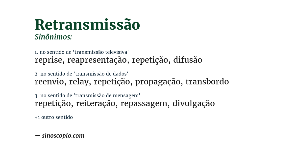 Sinônimo de retransmissão