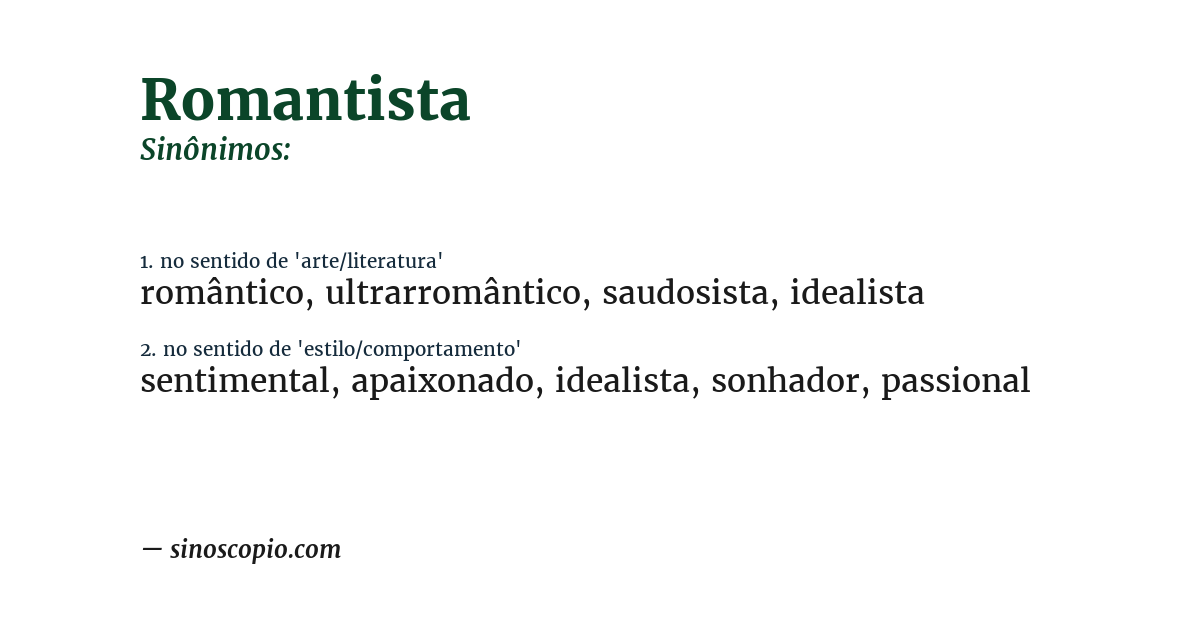 Sinônimo de romantista