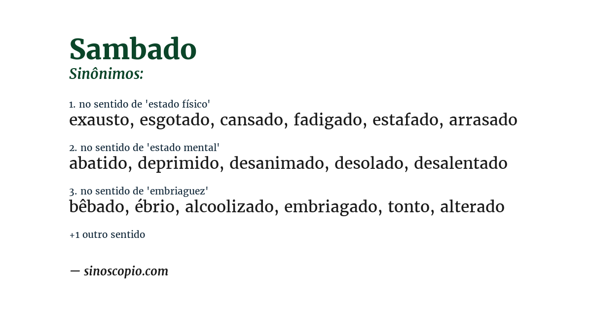 Sinônimo de sambado