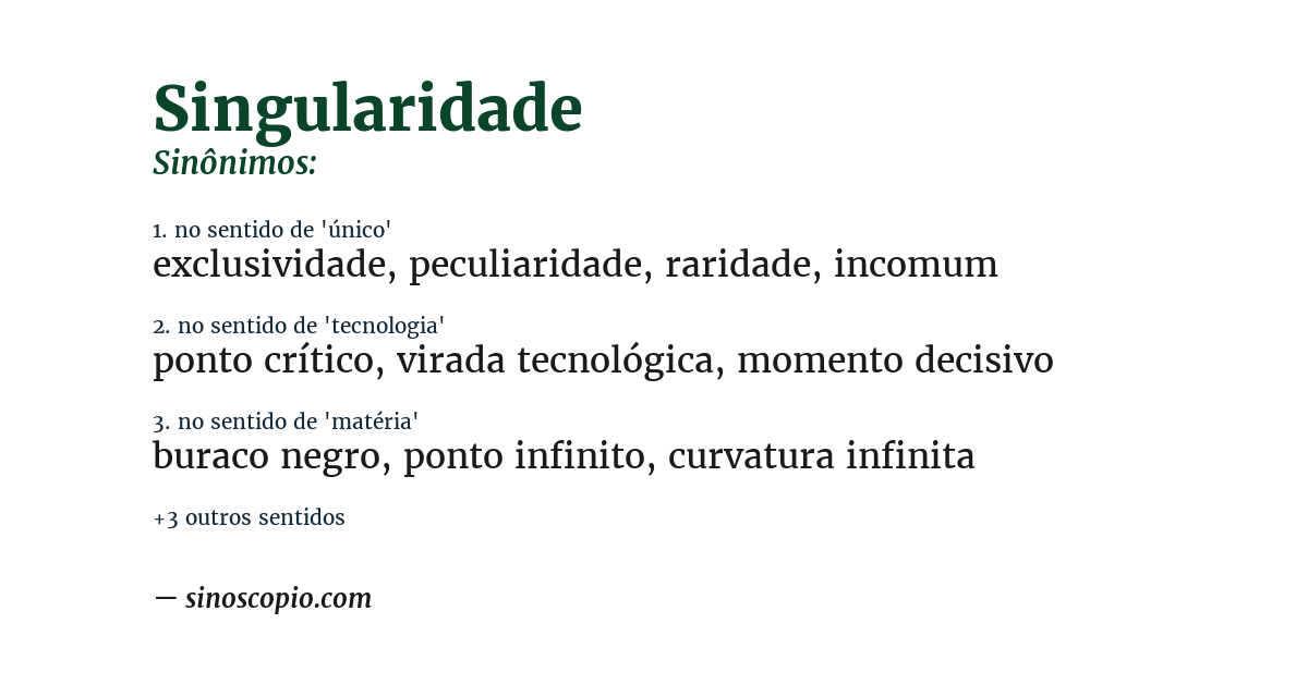 Sinônimo de singularidade
