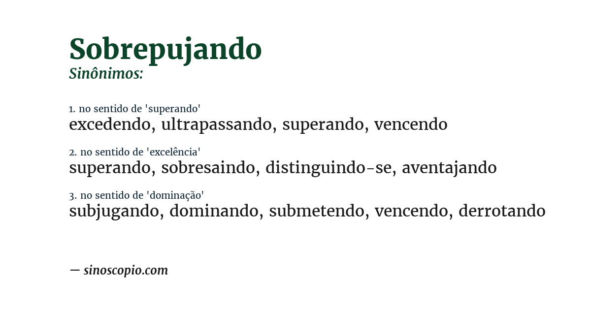 Sinônimo de sobrepujando