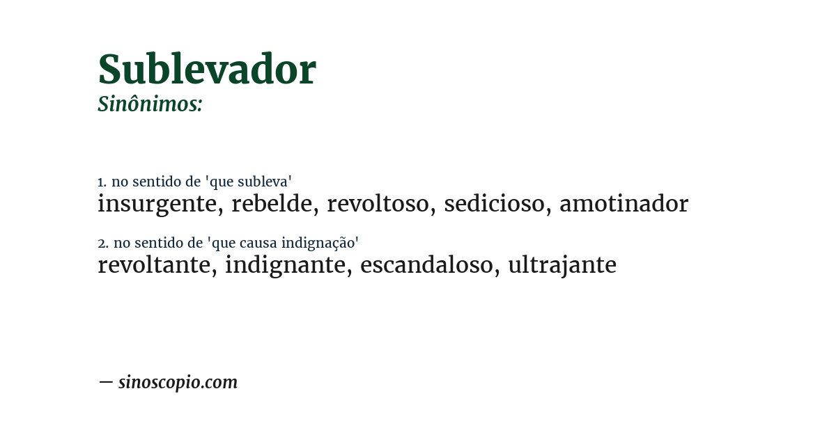 Sinônimo de sublevador