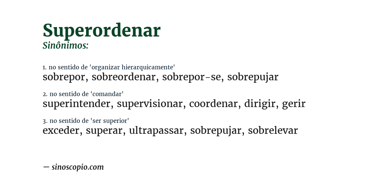 Sinônimo de superordenar