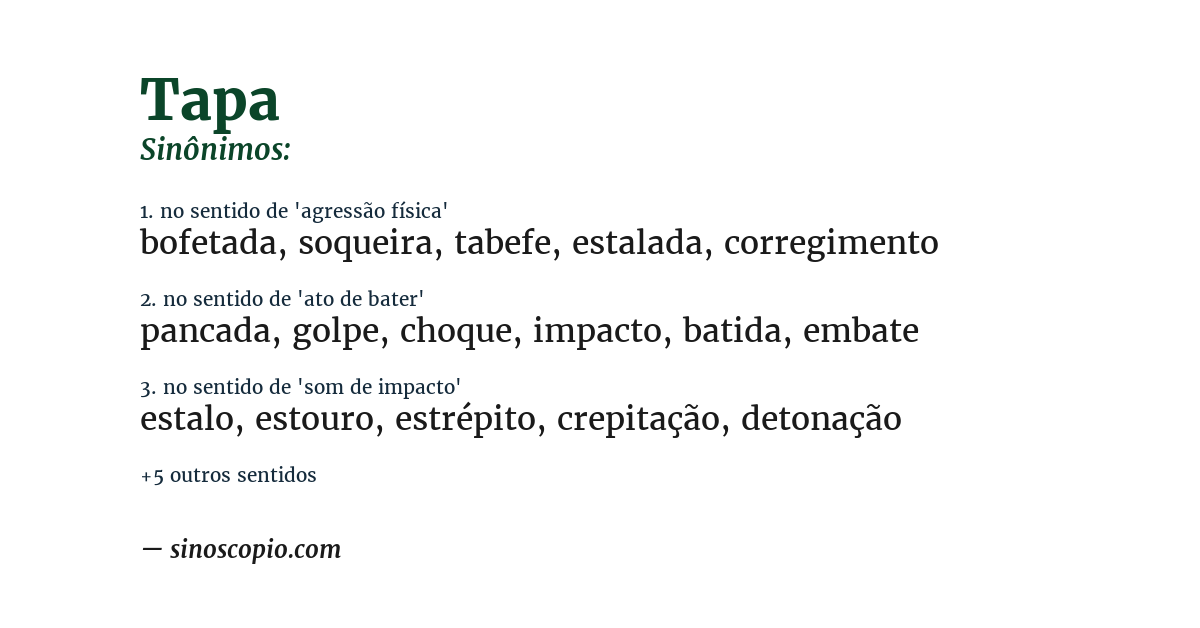 Sinônimo de tapa