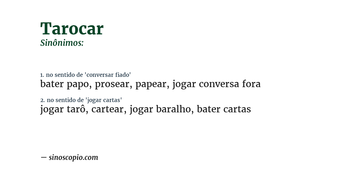 Sinônimo de tarocar