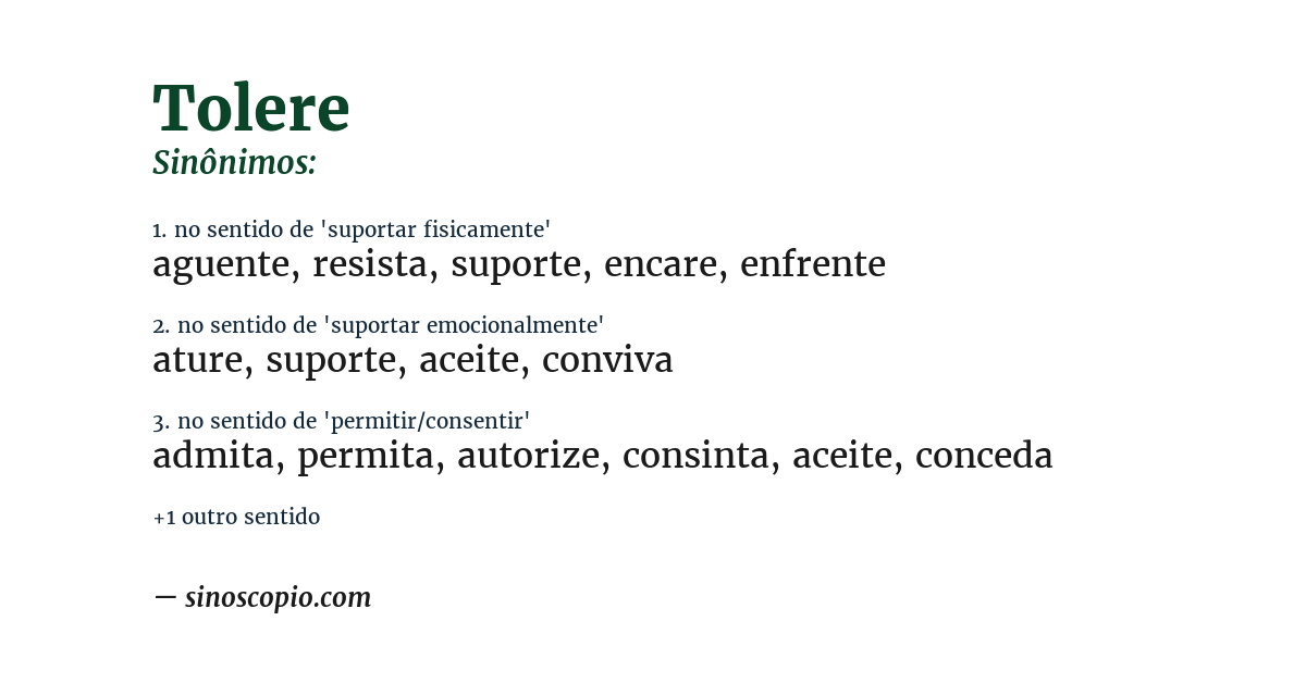 Sinônimo de tolere
