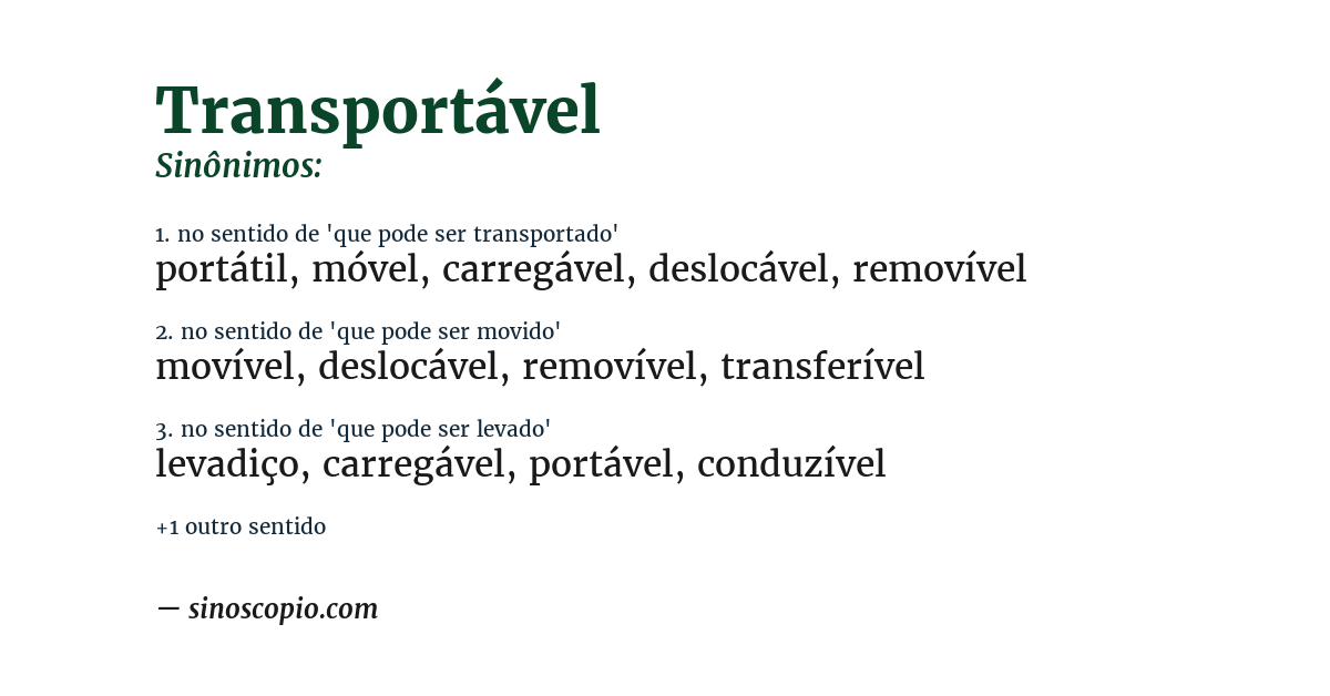 Sinônimo de transportável