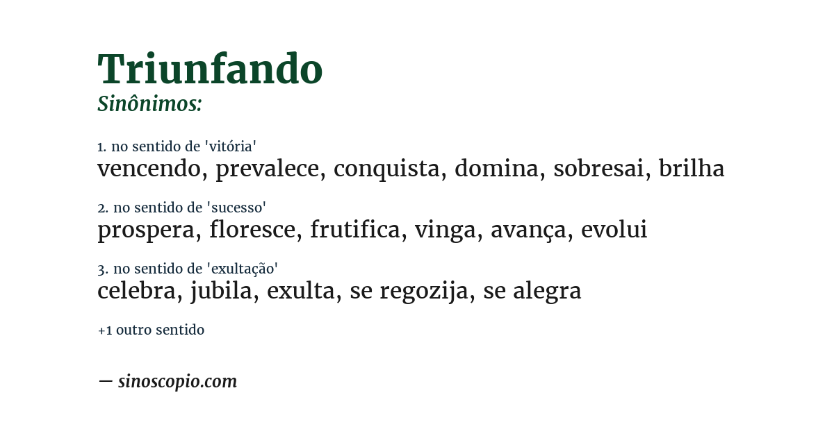 Sinônimo de triunfando