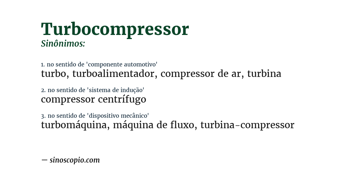 Sinônimo de turbocompressor