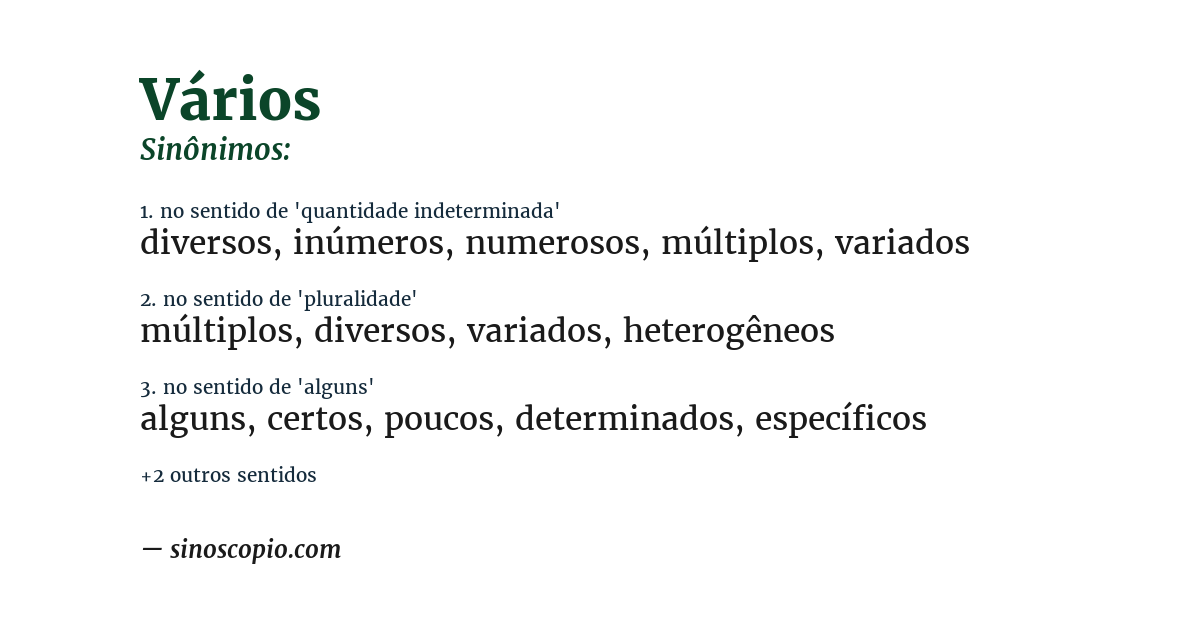Sinônimo de vários