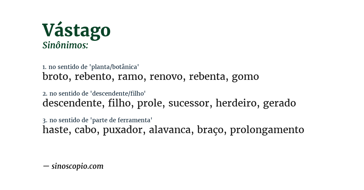 Sinônimo de vástago