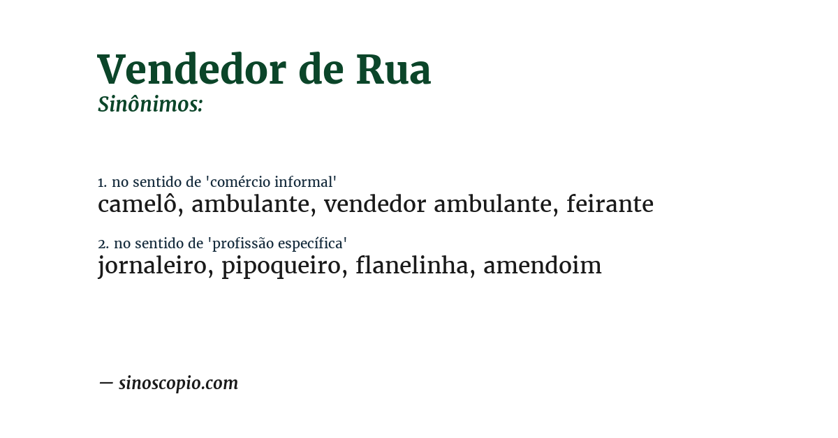 Sinônimo de vendedor de rua