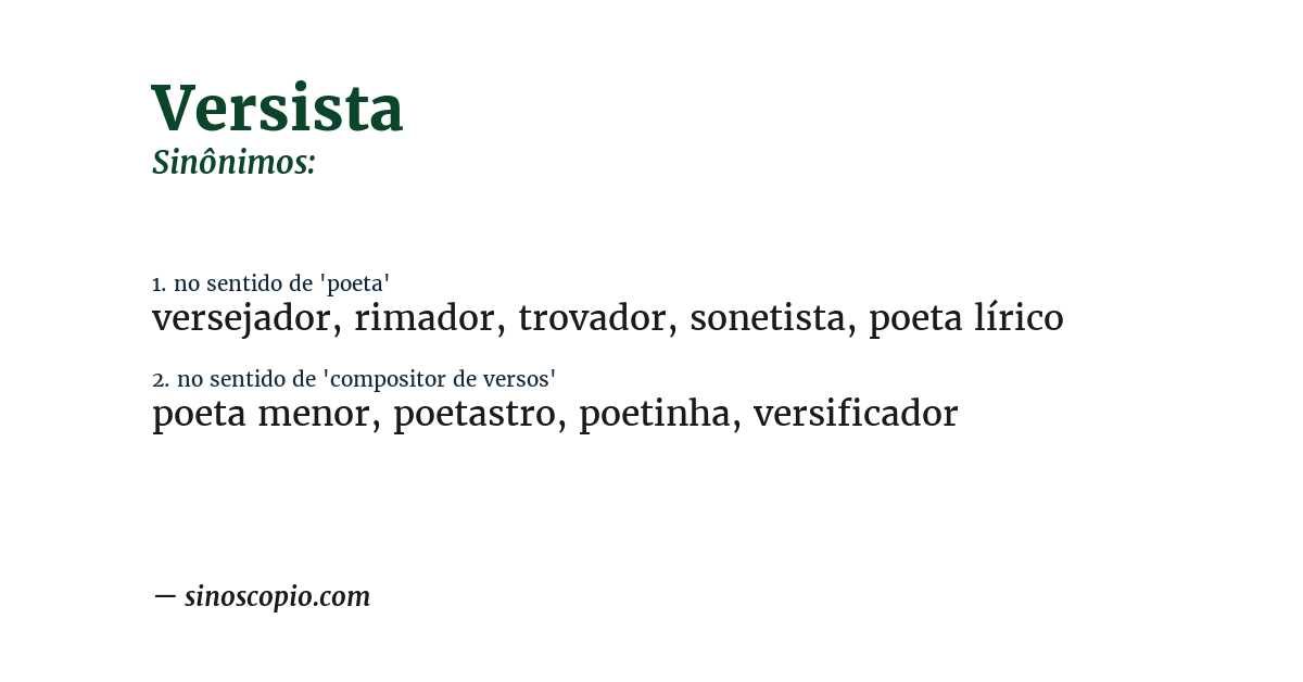 Sinônimo de versista