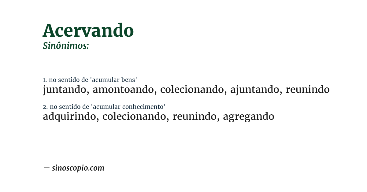 Sinônimo de acervando