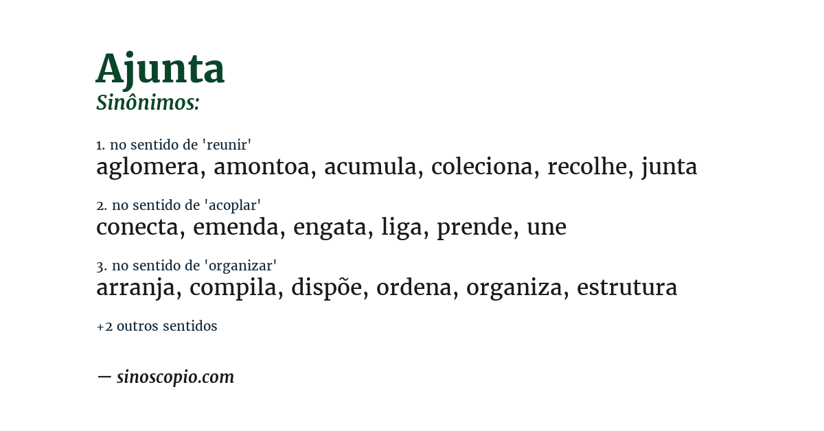Sinônimo de ajunta