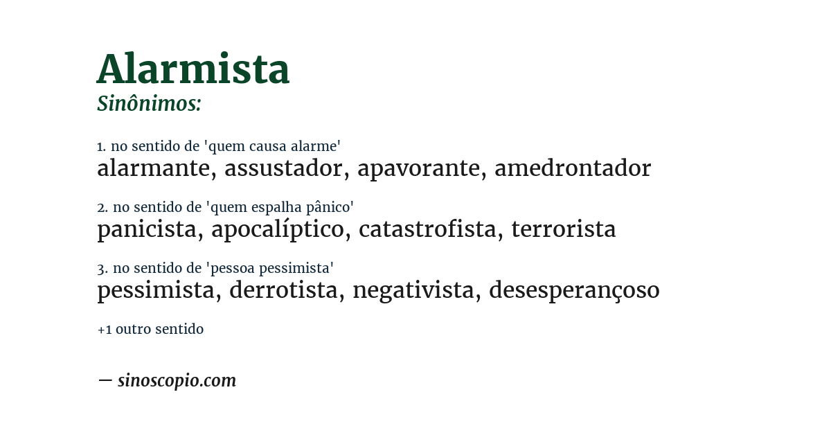 Sinônimo de alarmista