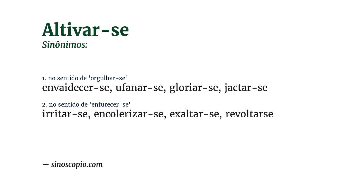 Sinônimo de altivar-se