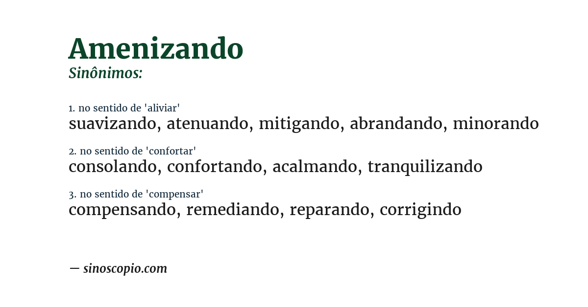 Sinônimo de amenizando