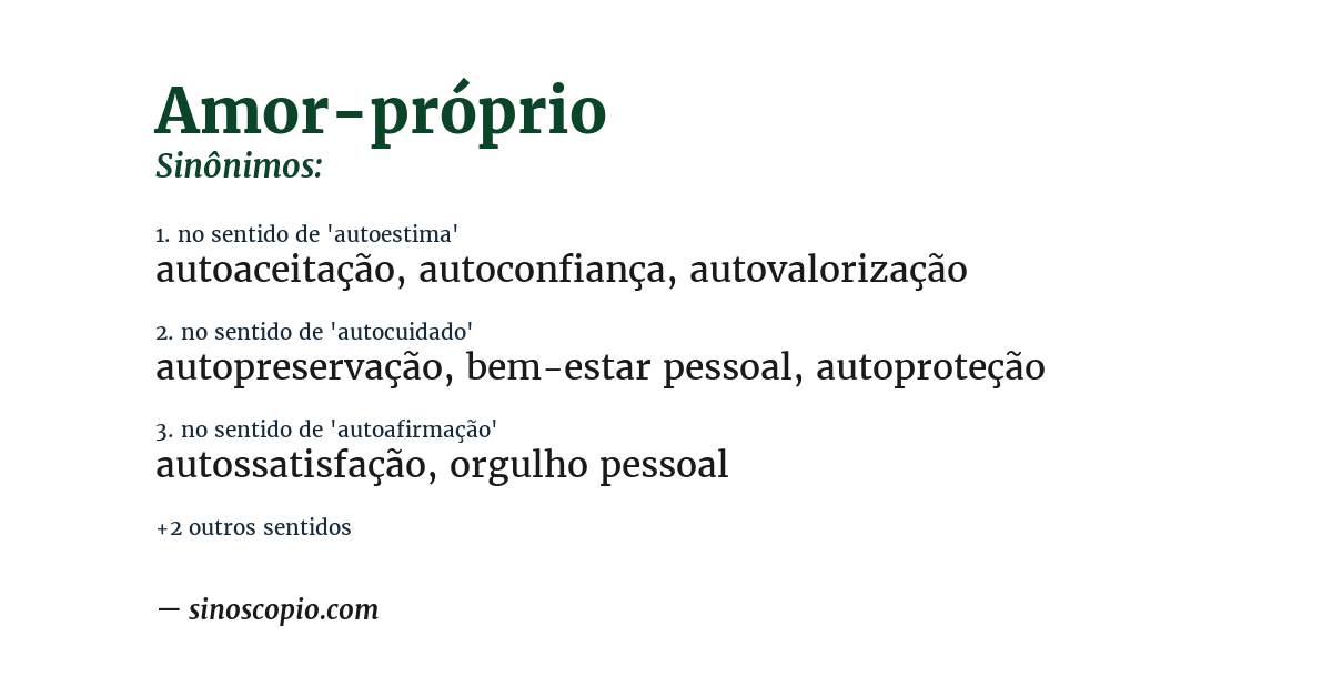 Sinônimo de amor-próprio