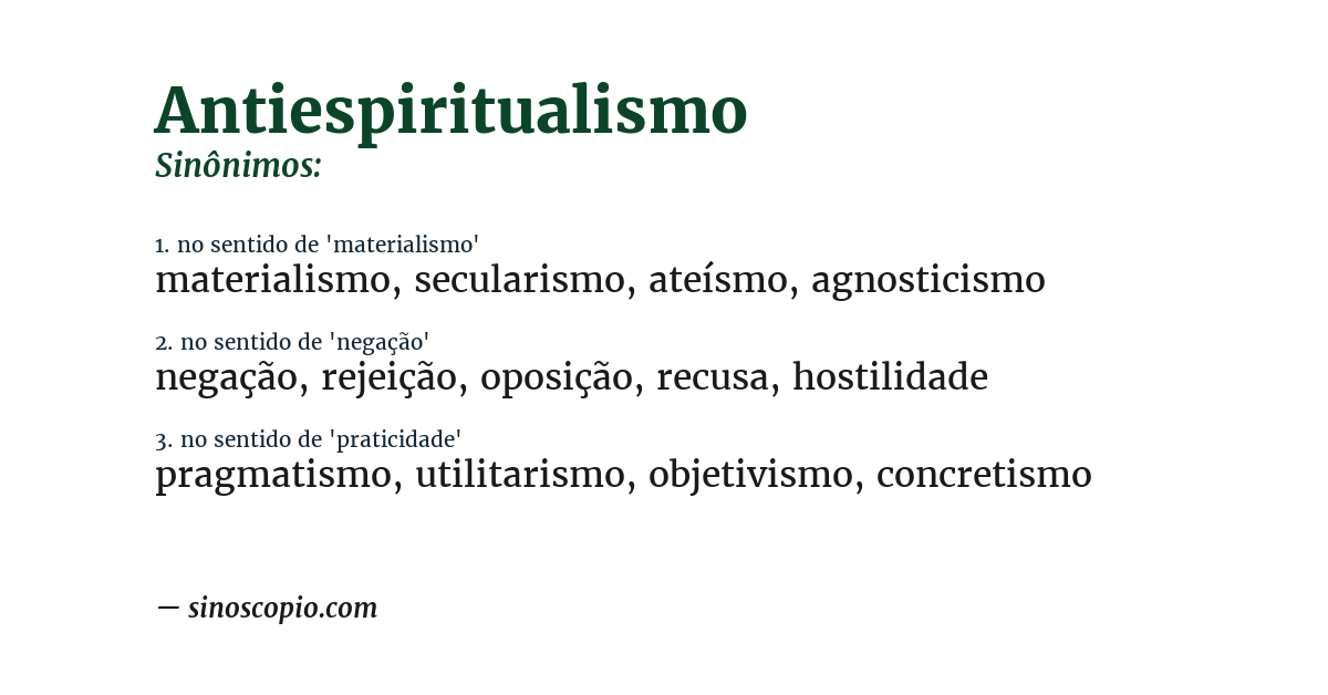 Sinônimo de antiespiritualismo