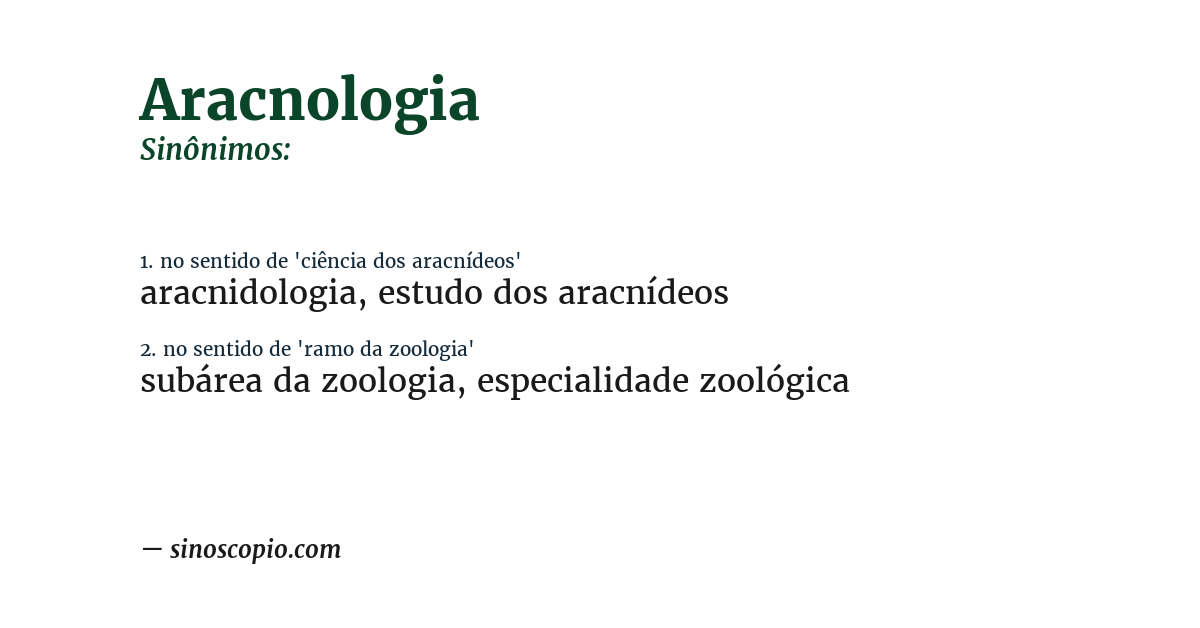 Sinônimo de aracnologia