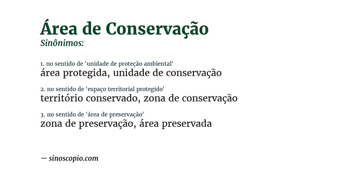 Sinônimo de área de conservação
