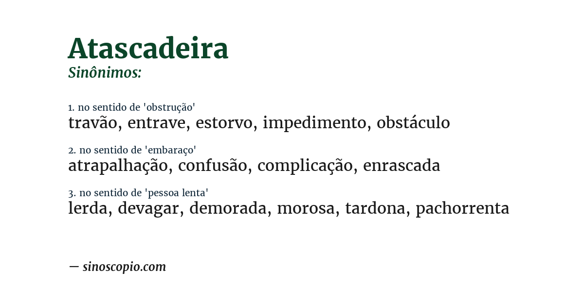 Sinônimo de atascadeira