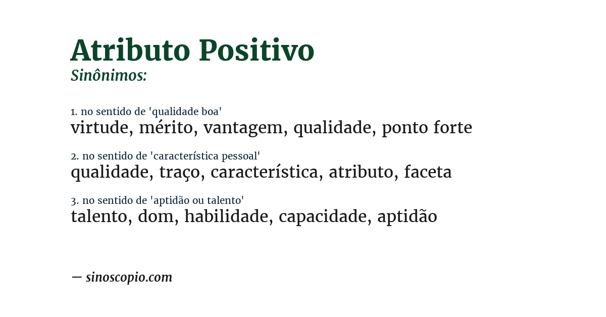 Sinônimo de atributo positivo