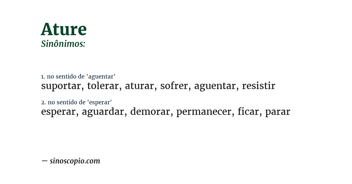 Sinônimo de ature