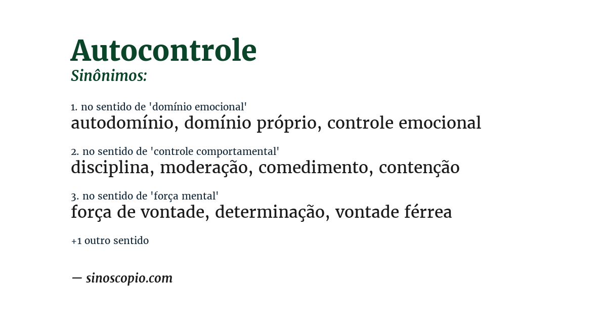 Sinônimo de autocontrole