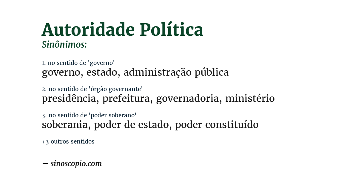 Sinônimo de autoridade política