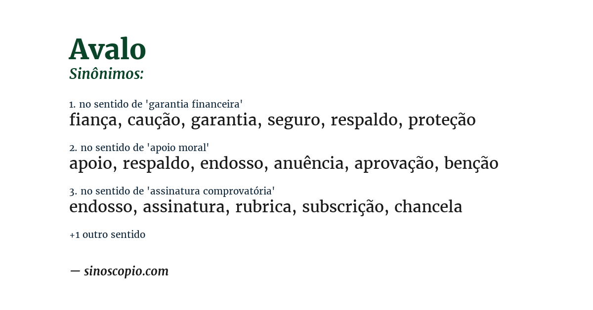 Sinônimo de avalo