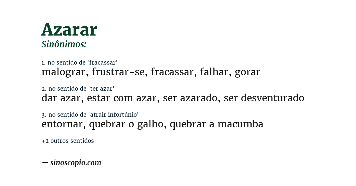Sinônimo de azarar