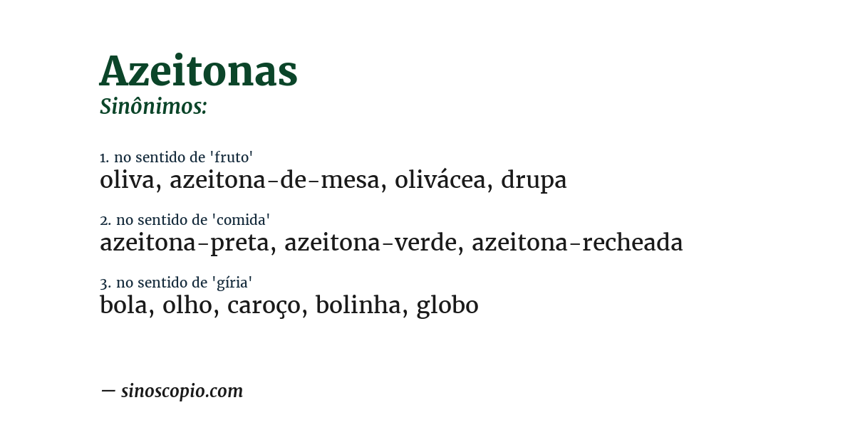 Sinônimo de azeitonas