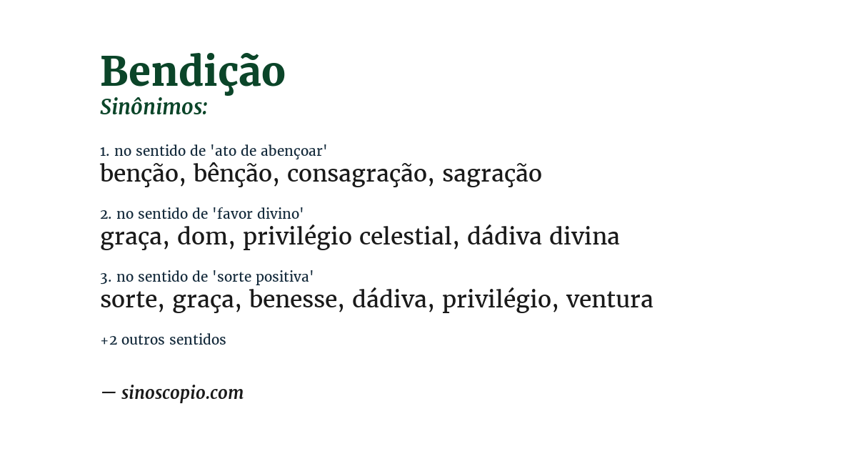 Sinônimo de bendição