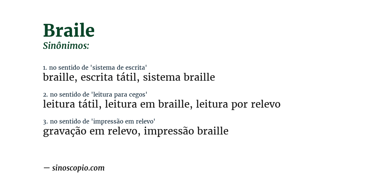 Sinônimo de braile