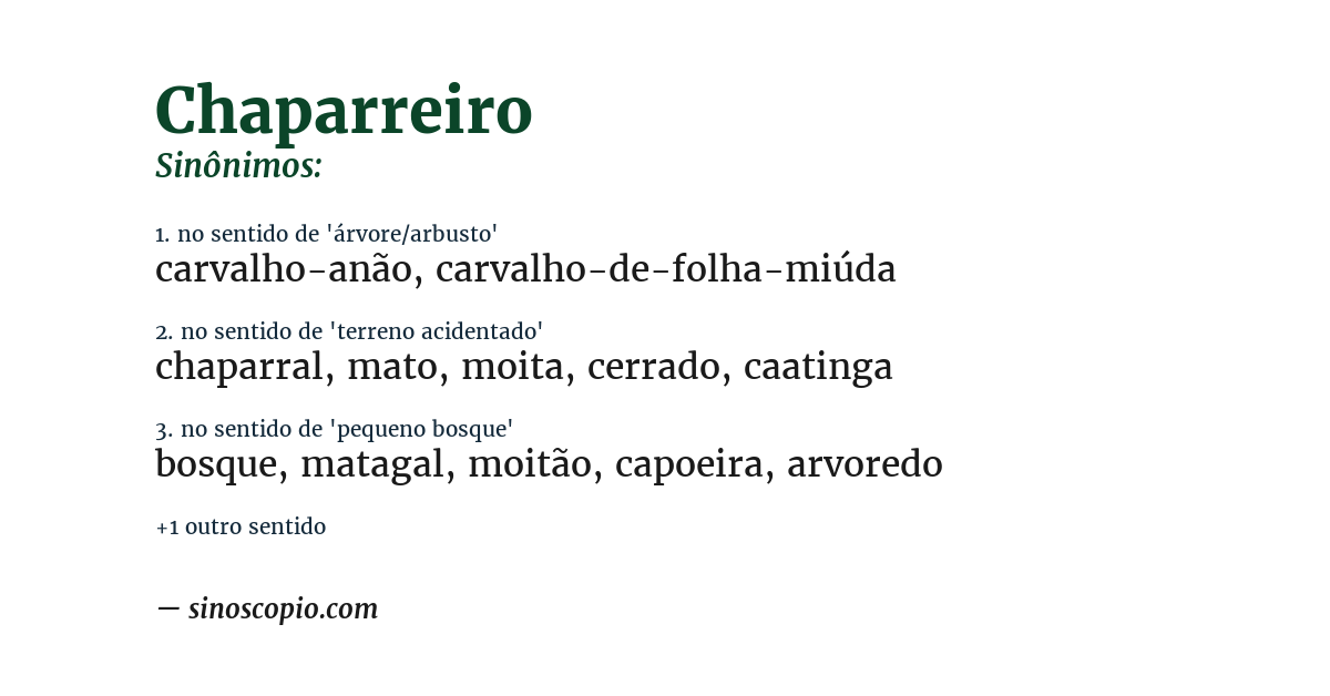 Sinônimo de chaparreiro