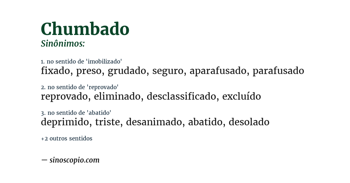 Sinônimo de chumbado