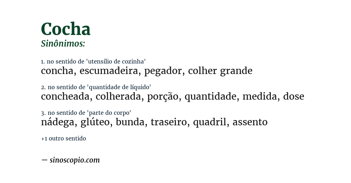 Sinônimo de cocha