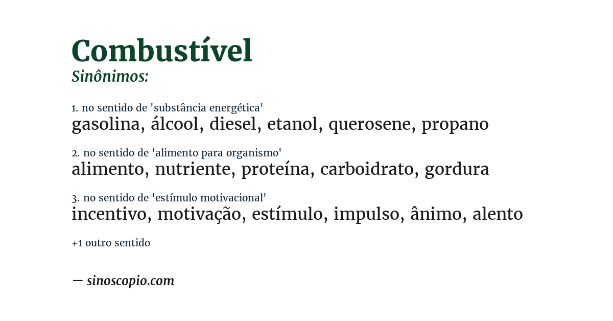 Sinônimo de combustível