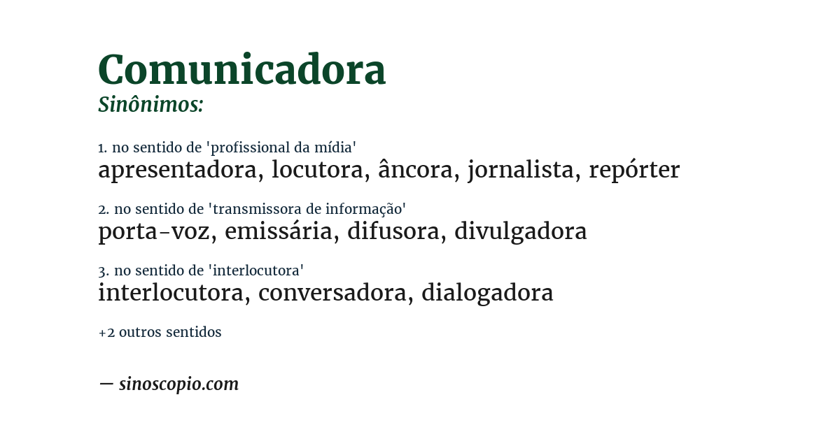 Sinônimo de comunicadora