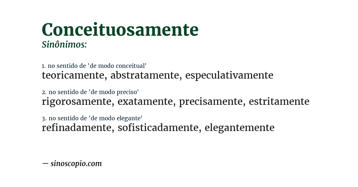 Sinônimo de conceituosamente