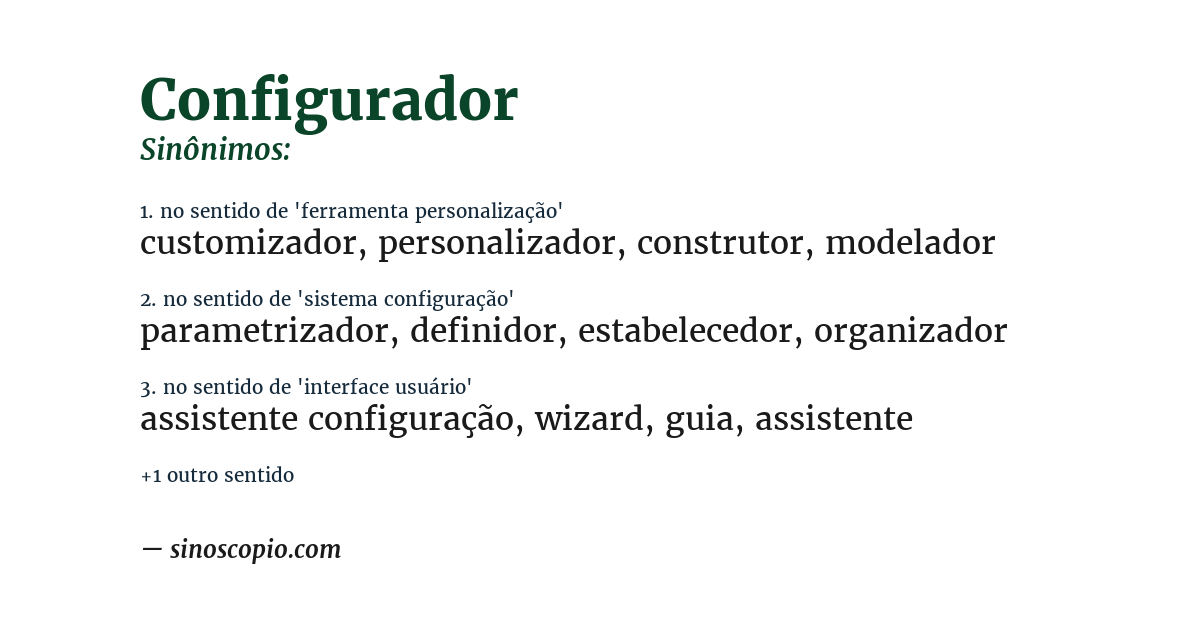 Sinônimo de configurador