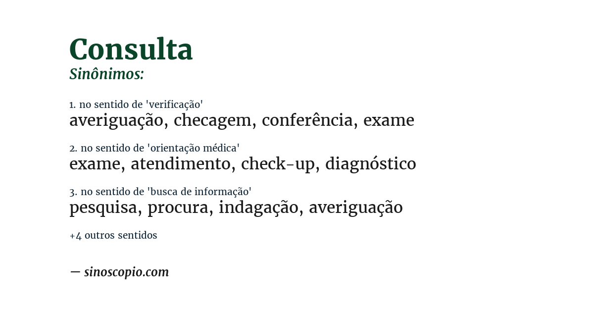 Sinônimo de consulta