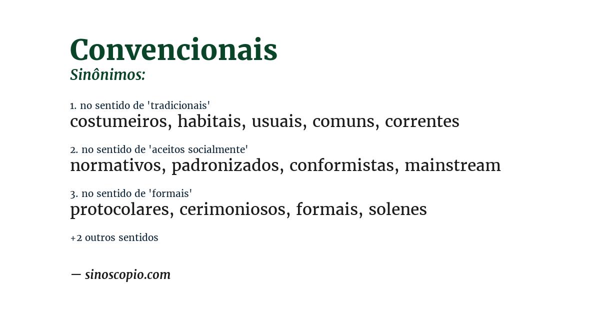 Sinônimo de convencionais