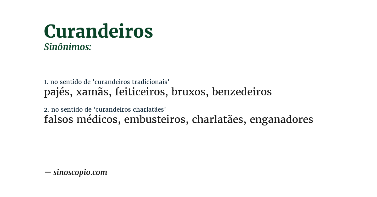 Sinônimo de curandeiros