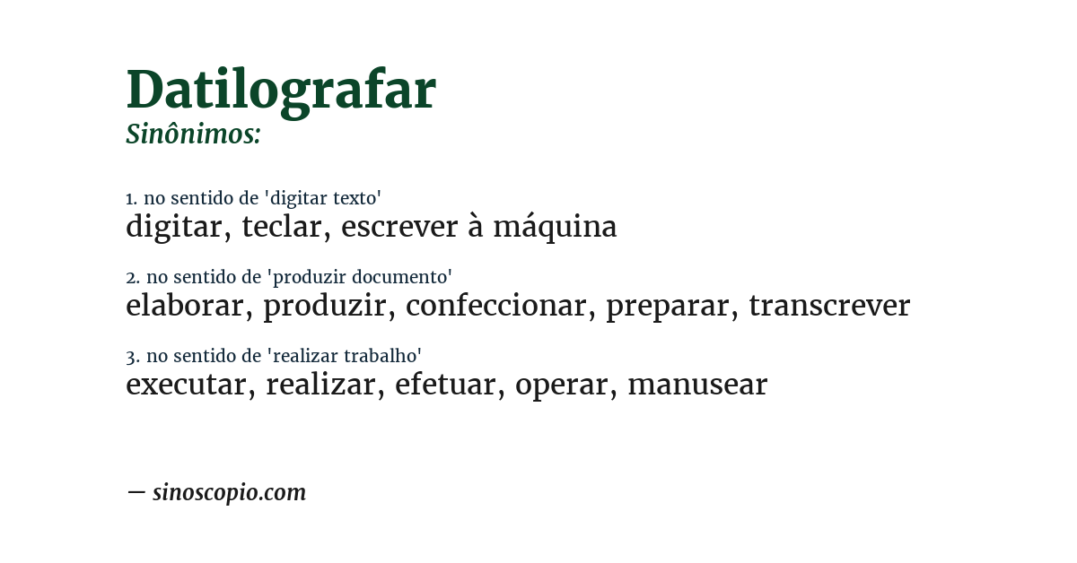 Sinônimo de datilografar