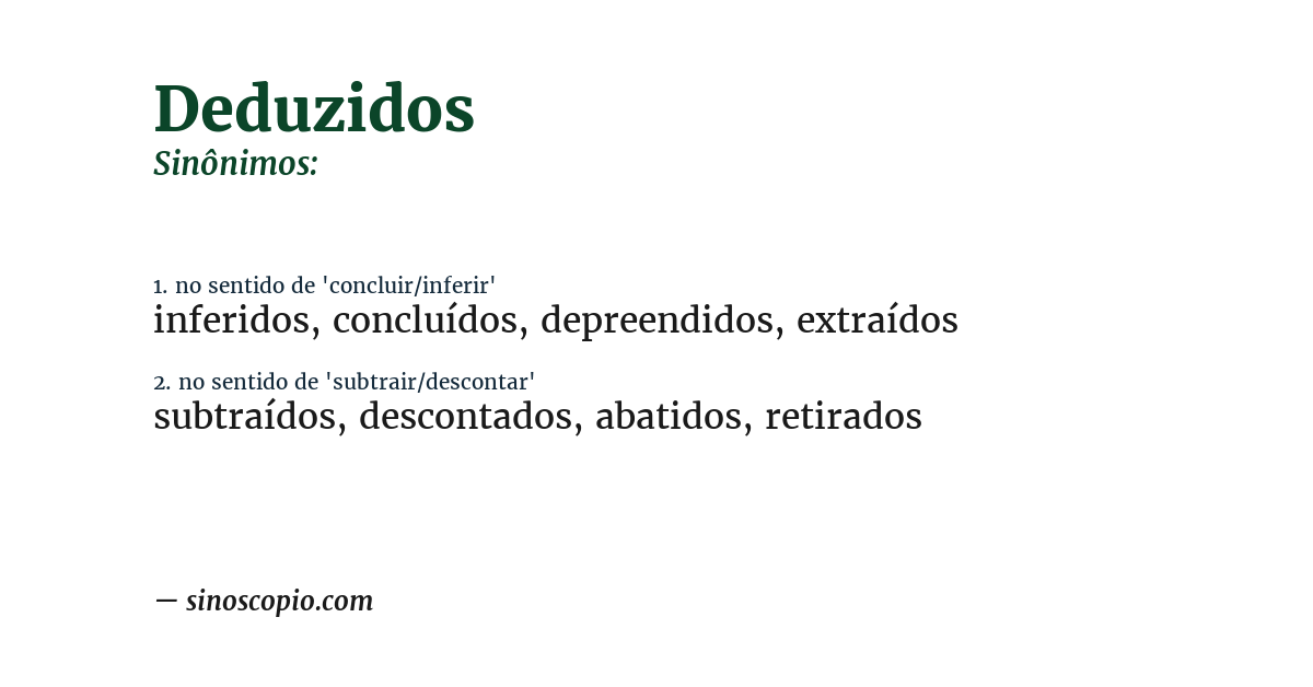 Sinônimo de deduzidos